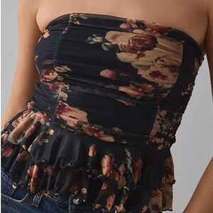 Kimchi Blue Mia Mesh Tiered Strapless Peplum Top - Urban Outfitters